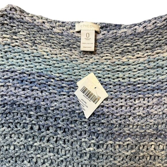 Chico’s Kimono Sleeve Sweater Open Weave in Blue & Purple Ombre Size Small NWT - Picture 7 of 10